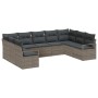 Conjunto de sofá de jardín 9 pcs Gris Poliratán