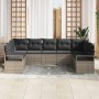 Conjunto de sofá de jardín 9 pcs Gris Poliratán