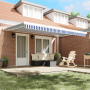 Toldo Retráctil Manual Azul y Blanco 450x300 cm de , Toldos - Ref: Foro24-3330847, Precio: 493,87 €, Descuento: %