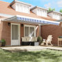 Toldo Retráctil Automático Azul y Blanco 450x300 cm de , Toldos - Ref: Foro24-3330848, Precio: 606,57 €, Descuento: %