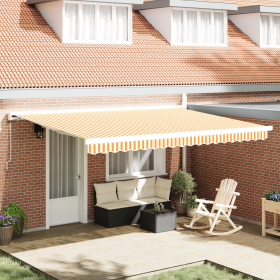Toldo Retráctil Manual Naranja y Blanco 450x300 cm de , Toldos - Ref: Foro24-3330861, Precio: 502,72 €, Descuento: %