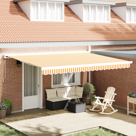 Toldo Retráctil Manual Naranja y Blanco 450x300 cm de , Toldos - Ref: Foro24-3330861, Precio: 502,72 €, Descuento: %