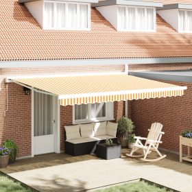 Toldo Retráctil Automático Naranja y Blanco 450x300 cm de , Toldos - Ref: Foro24-3330862, Precio: 617,96 €, Descuento: %