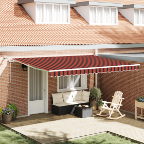 Toldo retráctil automático con LED naranja y marrón 450x300 cm de , Toldos - Ref: Foro24-3330878, Precio: 601,87 €, Descuento: %