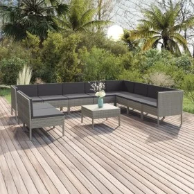 11-piece garden furniture set and gray synthetic rattan cushions by vidaXL, Garden sets - Ref: Foro24-3094474, Price: 888,25 ...