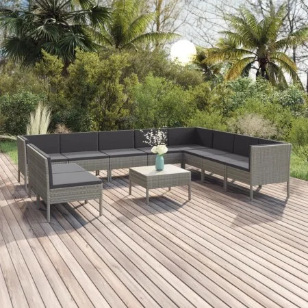 11-piece garden furniture set and gray synthetic rattan cushions by vidaXL, Garden sets - Ref: Foro24-3094474, Price: 888,25 ...