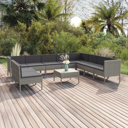 11-teiliges Gartenmöbel-Set und graue synthetische Rattankissen von vidaXL, Gartensets - Ref: Foro24-3094474, Preis: 902,12 €...
