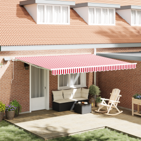 Toldo Retráctil Manual con LED Rayas Rojas y Blancas 450x300 cm de , Toldos - Ref: Foro24-3330914, Precio: 377,93 €, Descuent...