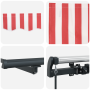 Toldo Manual Retráctil Rayado Rojo y Blanco 450x300 cm de , Toldos - Ref: Foro24-3330917, Precio: 361,08 €, Descuento: %
