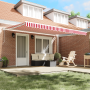 Toldo Retráctil Automático Rayado Rojo y Blanco 450x300 cm
