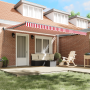 Toldo Retráctil Automático Rayado Rojo y Blanco 450x300 cm