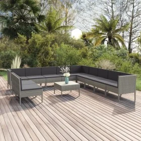 12-piece garden furniture set and gray synthetic rattan cushions by vidaXL, Garden sets - Ref: Foro24-3094478, Price: 982,35 ...