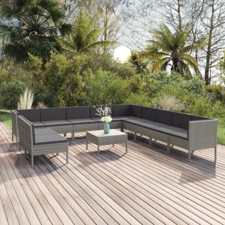 12-piece garden furniture set and gray synthetic rattan cushions by vidaXL, Garden sets - Ref: Foro24-3094478, Price: 996,79 ...