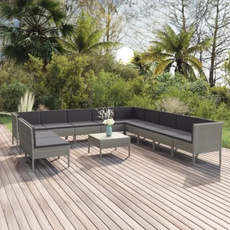 12-piece garden furniture set and gray synthetic rattan cushions by vidaXL, Garden sets - Ref: Foro24-3094478, Price: 982,35 ...
