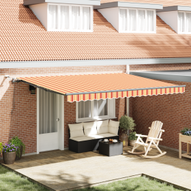 Toldo Retráctil Automático con LED Amarillo y Naranja 450x350 cm de , Toldos - Ref: Foro24-3331096, Precio: 644,37 €, Descuen...
