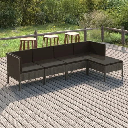 5-teiliges Gartenmöbel-Set und graue synthetische Rattankissen von vidaXL, Gartensets - Ref: Foro24-3094382, Preis: 371,40 €,...