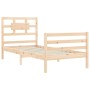 Bed frame with solid wood headboard 90x200 cm by vidaXL, Beds and slatted bases - Ref: Foro24-3194426, Price: 91,36 €, Discou...