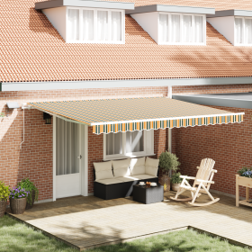 Toldo Retráctil Manual con LED Verde y Amarillo 450x350 cm de , Toldos - Ref: Foro24-3331178, Precio: 447,55 €, Descuento: %
