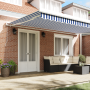 Toldo Retráctil Manual Azul y Blanco 500x300 cm de , Toldos - Ref: Foro24-3331193, Precio: 596,13 €, Descuento: %