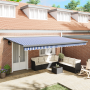 Toldo Retráctil Automático Azul y Blanco 500x300 cm