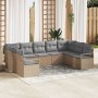 Conjunto de sofá de jardín 9 pcs Beige Poliratán