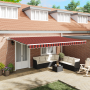 Toldo Retráctil Automático de con LED en Naranja y Marrón, 500x300 cm de , Toldos - Ref: Foro24-3331222, Precio: 680,98 €, De...