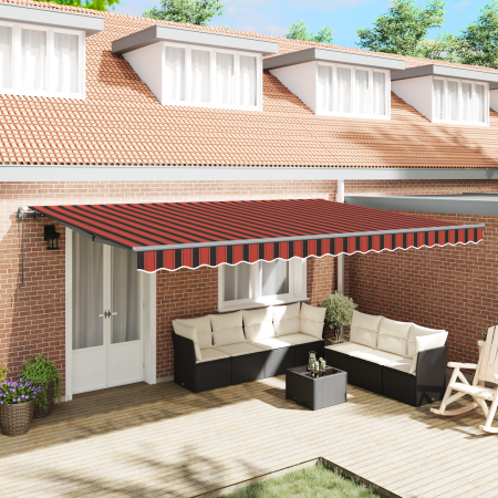 Toldo Retráctil Automático Naranja y Marrón 500x300 cm de , Toldos - Ref: Foro24-3331225, Precio: 465,91 €, Descuento: %