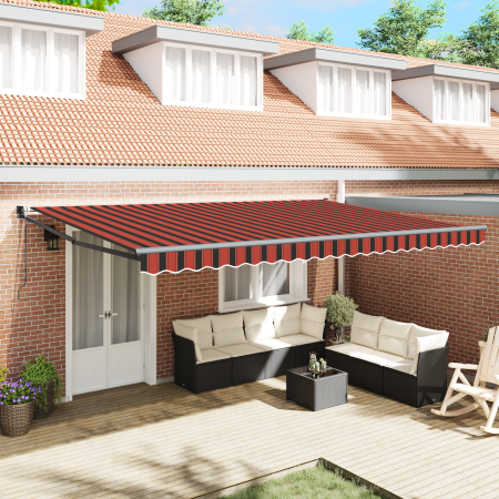 Toldo Retráctil Automático Naranja y Marrón 500x300 cm de , Toldos - Ref: Foro24-3331230, Precio: 436,37 €, Descuento: %
