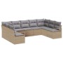 Conjunto de sofá de jardín 9 pcs Beige Poliratán