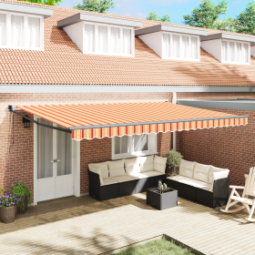 Toldo Retráctil Automático Crema y Naranja 500x300 cm de , Toldos - Ref: Foro24-3331254, Precio: 435,91 €, Descuento: %