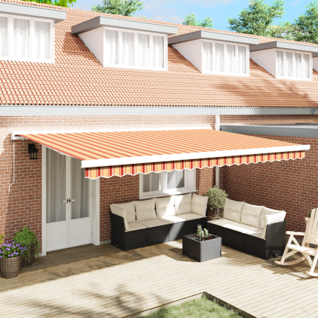 Toldo Retráctil Manual Amarillo y Naranja 500x300 cm de , Toldos - Ref: Foro24-3331255, Precio: 598,96 €, Descuento: %