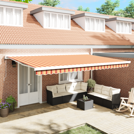 Toldo Retráctil Automático Amarillo y Naranja 500x300 cm de , Toldos - Ref: Foro24-3331256, Precio: 612,27 €, Descuento: %