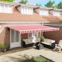 Toldo automático retráctil con LED rayado rojo y blanco 500x300 cm de , Toldos - Ref: Foro24-3331264, Precio: 706,99 €, Descu...