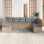 Conjunto de sofá de jardín 9 pcs Beige Poliratán
