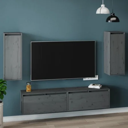 Wandschränke 2 Stück massives graues Kiefernholz 30x30x80 cm von vidaXL, Regale und Regale - Ref: Foro24-813500, Preis: 58,78...