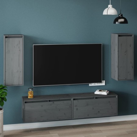 Wandschränke 2 Stück massives graues Kiefernholz 30x30x80 cm von vidaXL, Regale und Regale - Ref: Foro24-813500, Preis: 58,78...
