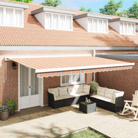Toldo Retráctil Manual Rayas Multicolor 500x300 cm de , Toldos - Ref: Foro24-3331291, Precio: 611,05 €, Descuento: %
