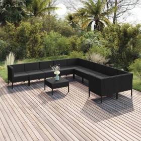 Garden furniture set 11 pieces black synthetic rattan cushions by vidaXL, Garden sets - Ref: Foro24-3094497, Price: 898,04 €,...