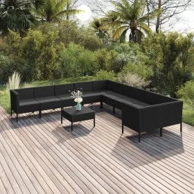 Garden furniture set 11 pieces black synthetic rattan cushions by vidaXL, Garden sets - Ref: Foro24-3094497, Price: 890,62 €,...