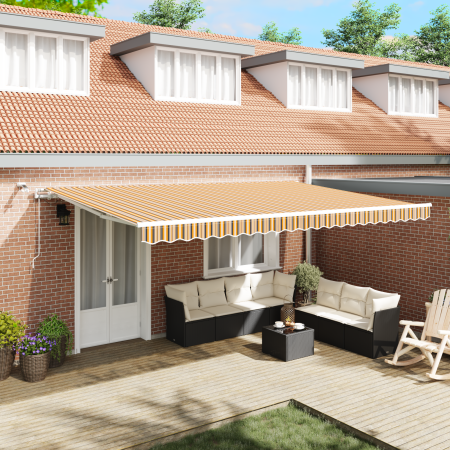 Toldo Retráctil Automático con Raya LED Multicolor 500x300 cm de , Toldos - Ref: Foro24-3331300, Precio: 694,38 €, Descuento: %