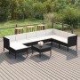 Set muebles de jardín 9 pzas y cojines ratán sintético negro de vidaXL, Conjuntos de jardín - Ref: Foro24-3094424, Precio: 77...