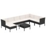 Set muebles de jardín 9 pzas y cojines ratán sintético negro de vidaXL, Conjuntos de jardín - Ref: Foro24-3094424, Precio: 77...