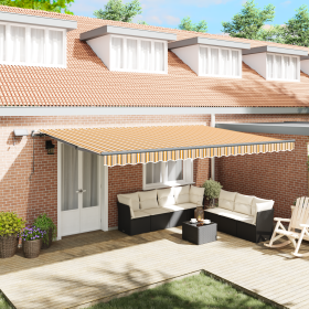 Toldo Retráctil Manual con Franja Multicolor LED 500x350 cm de , Toldos - Ref: Foro24-3331514, Precio: 646,91 €, Descuento: %