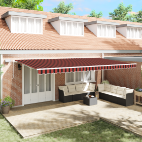 Toldo Retráctil Manual con LED Naranja y Marrón 600x300 cm de , Toldos - Ref: Foro24-3331590, Precio: 515,28 €, Descuento: %