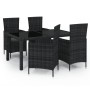 Garten Esstischgarnitur 5 tlg. und Kissen schwarz Kunststoff Rattan von vidaXL, Gartensets - Ref: Foro24-3094851, Preis: 396,...
