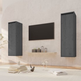 Wandschränke 2 Stück massives graues Kiefernholz 30x30x100 cm von vidaXL, Regale und Regale - Ref: Foro24-813510, Preis: 103,...