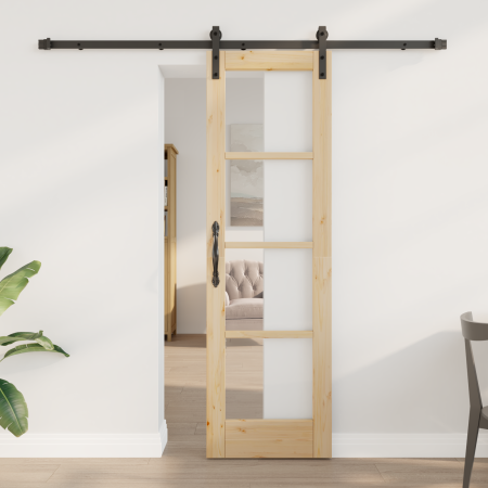 Puerta Deslizante con Juego de Herrajes 'ORKDAL'Madera Sólida & Cristal de , Puertas para el hogar - Ref: Foro24-3331845, Pre...