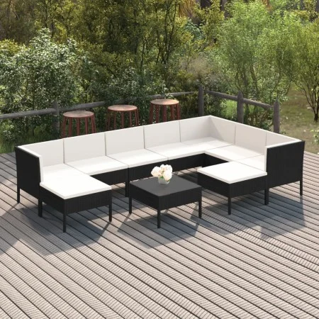 Gartenmöbel-Set 10 Stück schwarze synthetische Rattankissen von vidaXL, Gartensets - Ref: Foro24-3094436, Preis: 861,90 €, Ra...