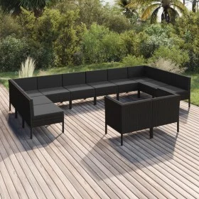 Gartenmöbel Set 12 Stück und Kissen Kunststoff Rattan schwarz von vidaXL, Gartensets - Ref: Foro24-3094625, Preis: 987,74 €, ...