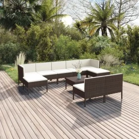 Garden furniture set 10 pieces and brown synthetic rattan cushions by vidaXL, Garden sets - Ref: Foro24-3094551, Price: 855,5...